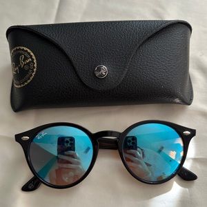 Ray-Ban RB2180 Sunglasses- Black Frames with Blue Reflective Lenses
